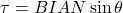 \[ \tau = BIA N \sin\theta \]