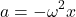 \[ a = -\omega^2 x \]